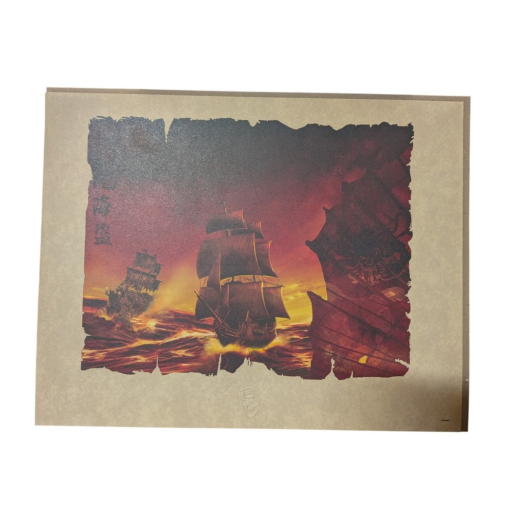 Disney Pirates of the‎ Caribbean Ships Limited Release Lithograph COA Art Print